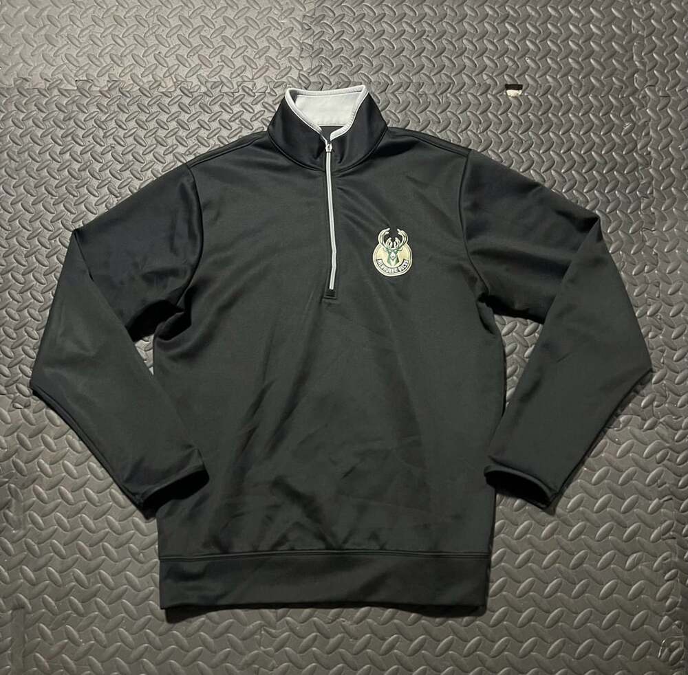Antigua Milwaukee Bucks Black Quarter-Zip Pullover Top Size M